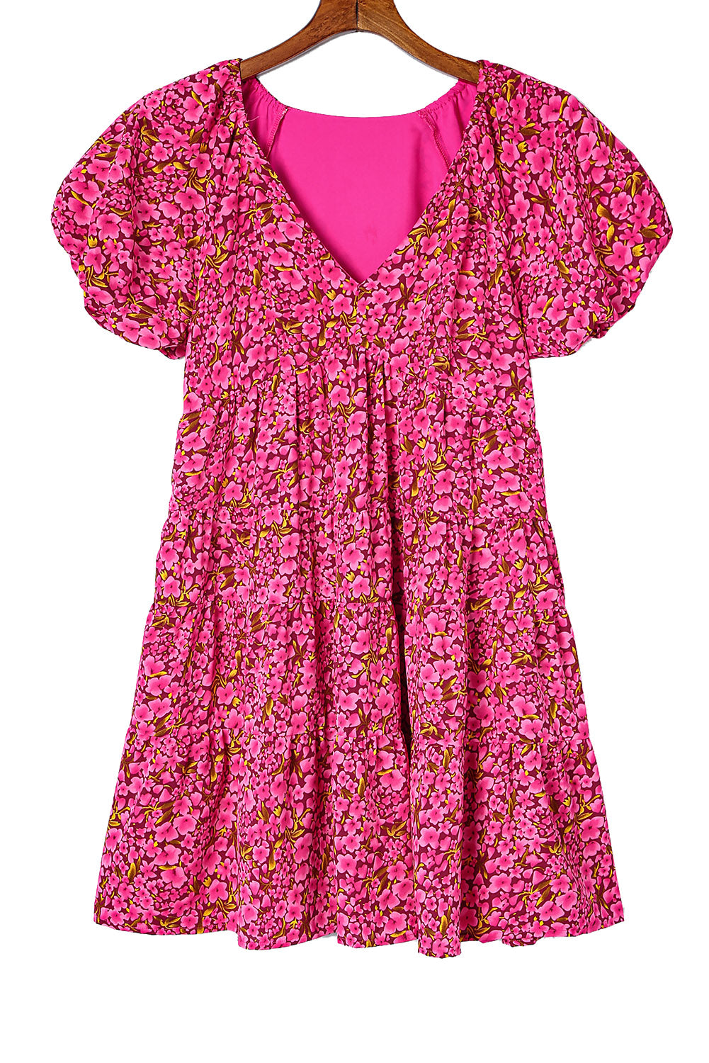 Floral Print Tiered Ruffle Sleeve V Neck Boho Top