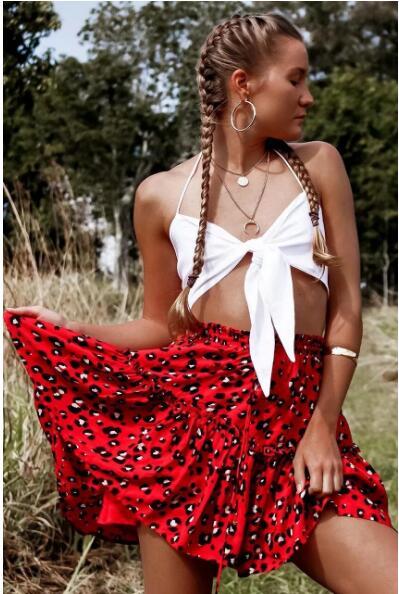 Leopard print midi skirt