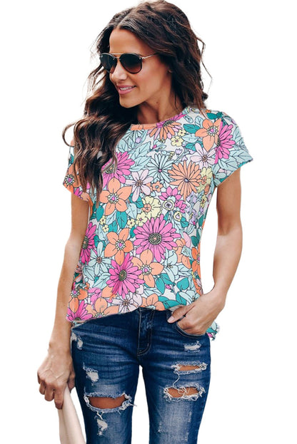 Multicolor Floral Print Casual Halter Top