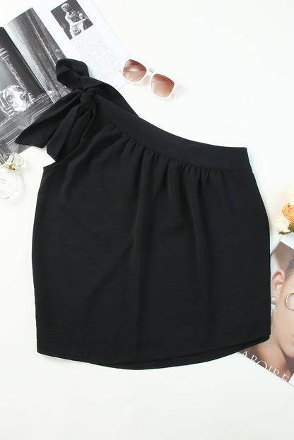 Casual Sleeveless One Shoulder Silk Top