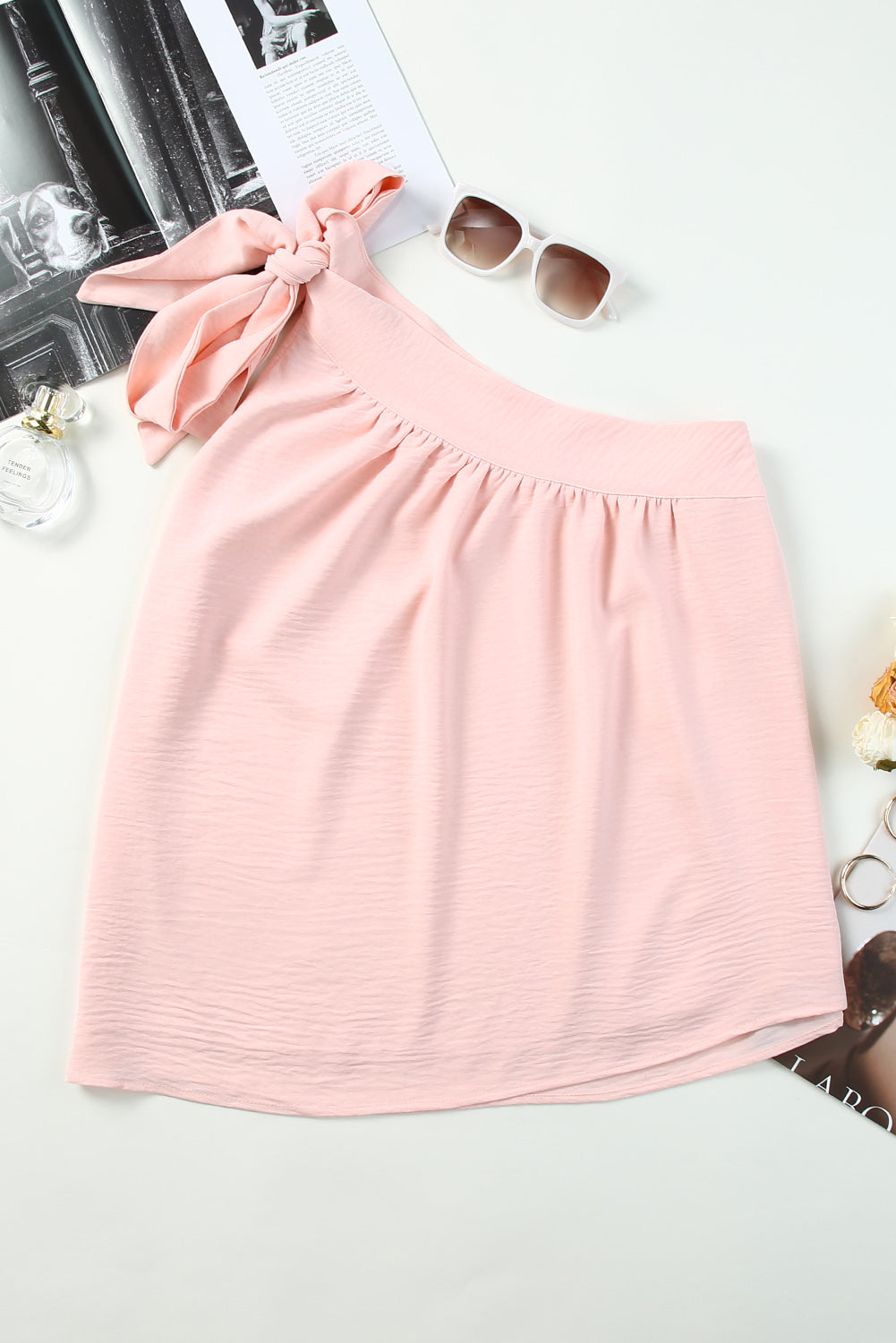 Casual Sleeveless One Shoulder Silk Top