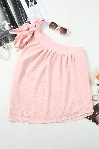 Casual Sleeveless One Shoulder Silk Top