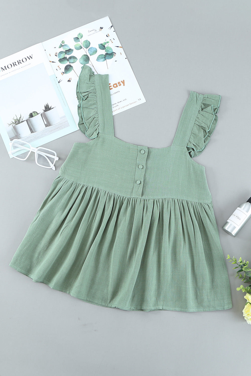 Casual Flutter Shoulder Babydoll Sleeveless Shirt