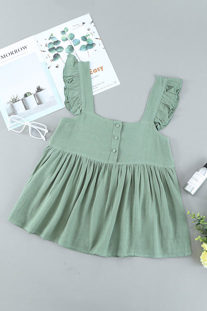 Casual Flutter Shoulder Babydoll Sleeveless Shirt