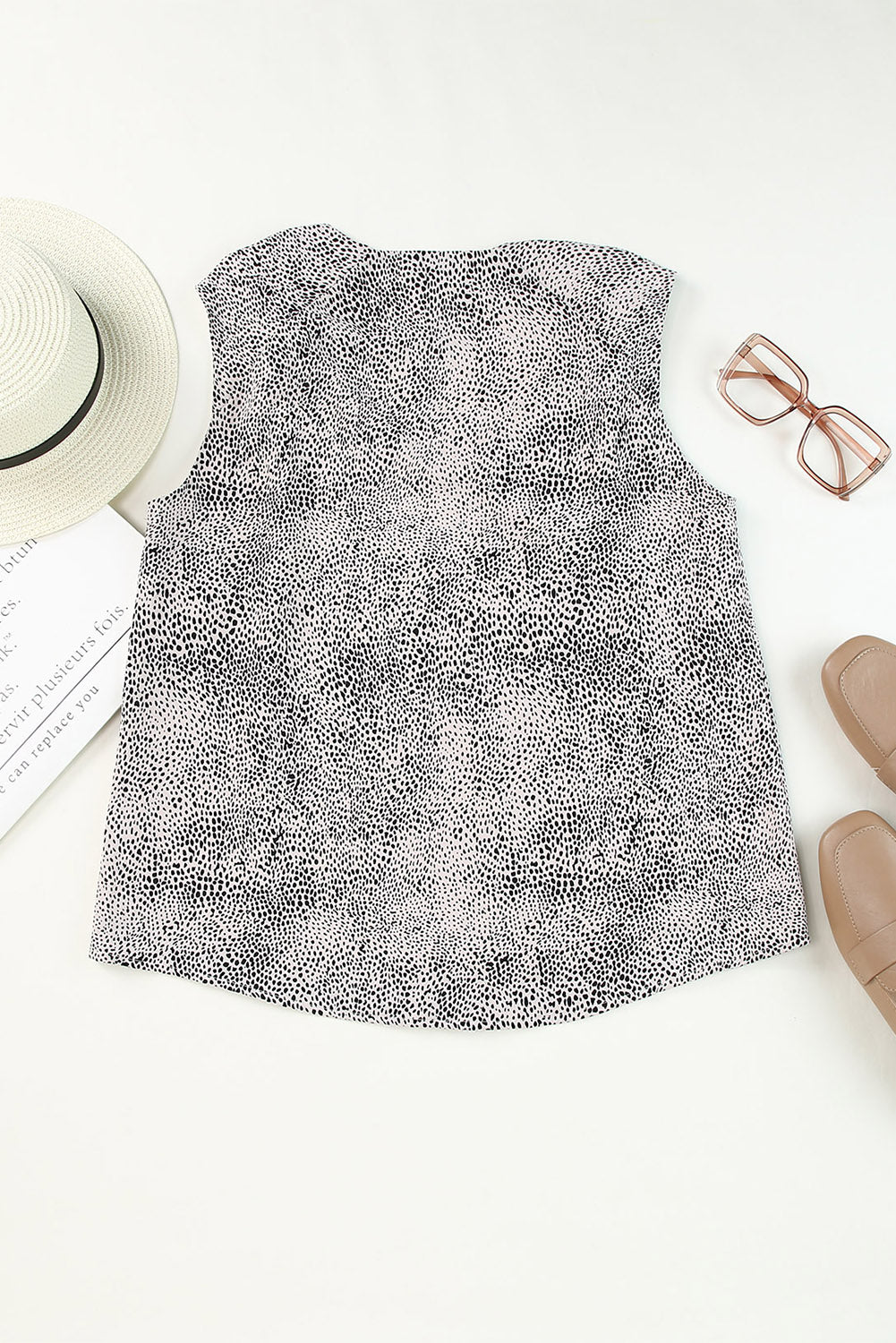 Cheetah Sexy Frill V Neck Spaghetti Strap Cami Top