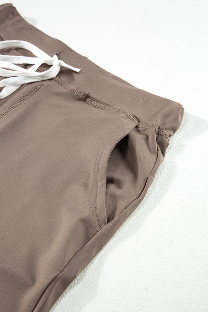Black Casual Drawstring Drop Waist Pocketed Joggers