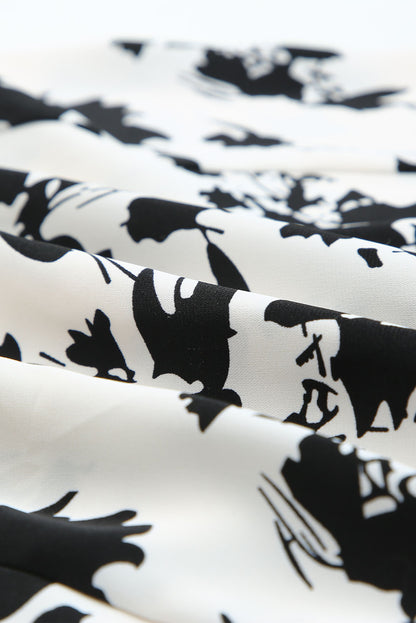 Floral Print Casual Roll Up Sleeve Blouse