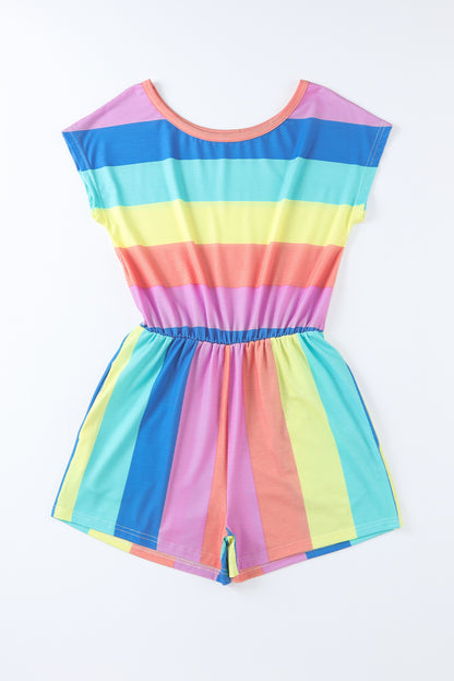Multicolor Colorblock Striped Casual Tank Top