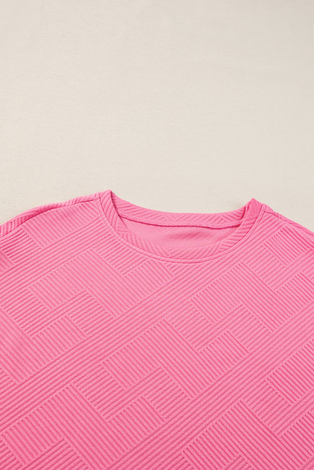 Gray Textured Loose Fit T Shirt & Drawstring Pants Set