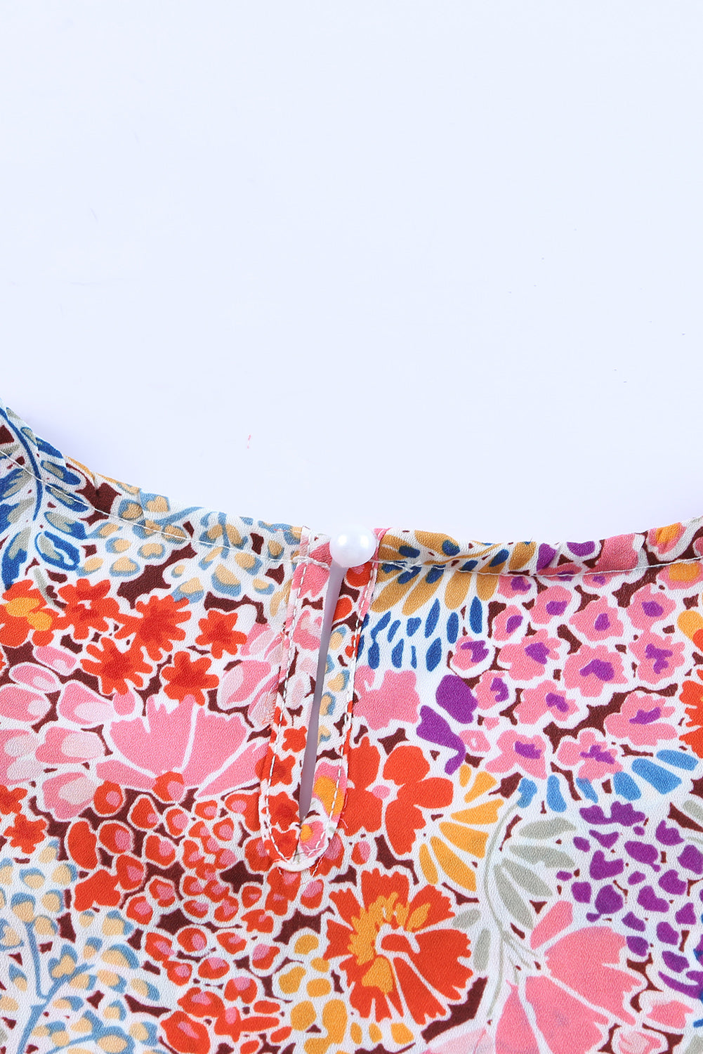 Multicolor Floral Print Smocked Cuffs Long Sleeve Blouse