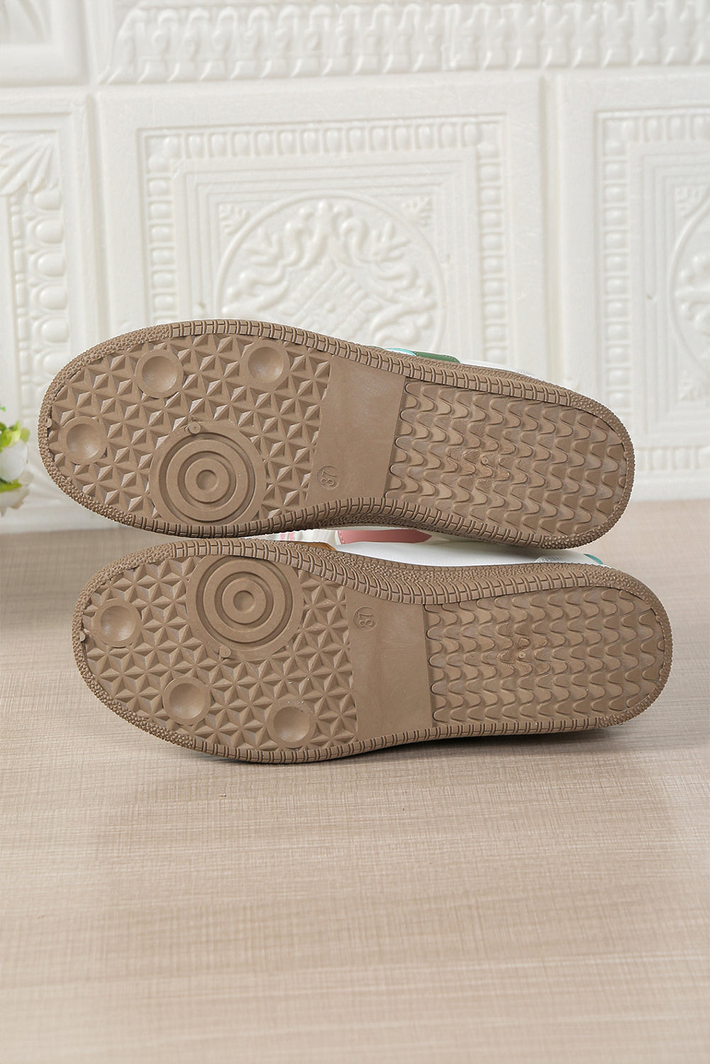 Pink Striped Patchwork Lace Up Sneakers