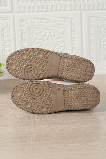 Pink Striped Patchwork Lace Up Sneakers