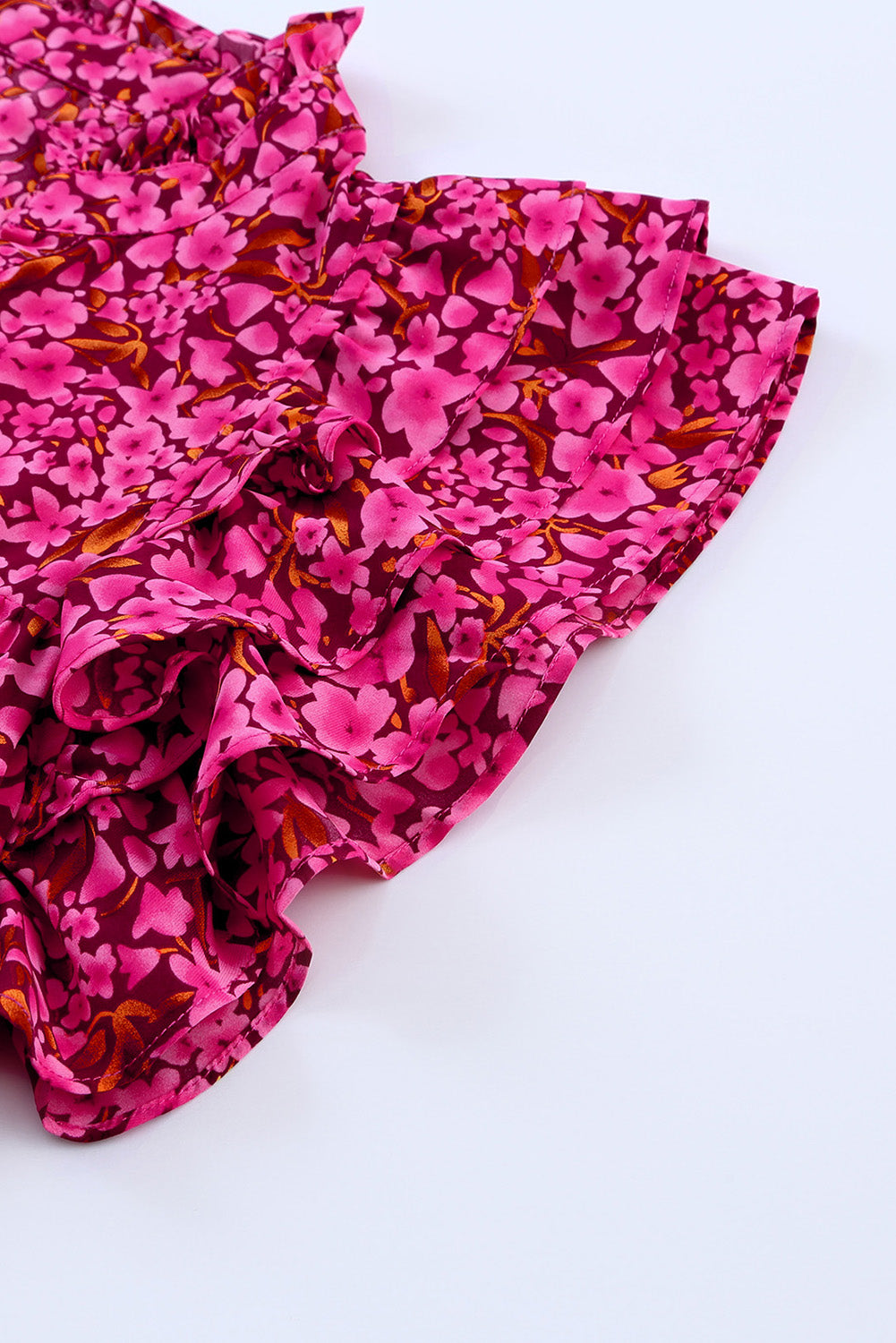 Floral Print Tiered Ruffle Sleeve V Neck Boho Top