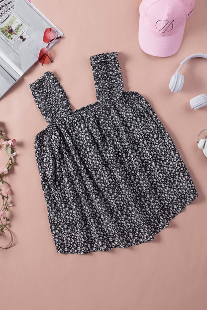 Ditsy Floral Print Ruffle Straps Flowy Boho Summer Top
