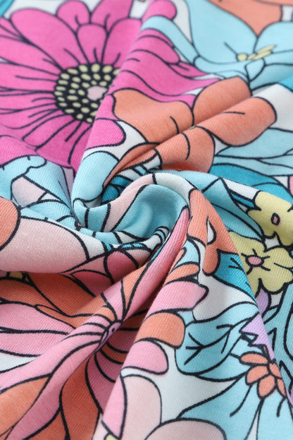 Multicolor Floral Print Casual Halter Top