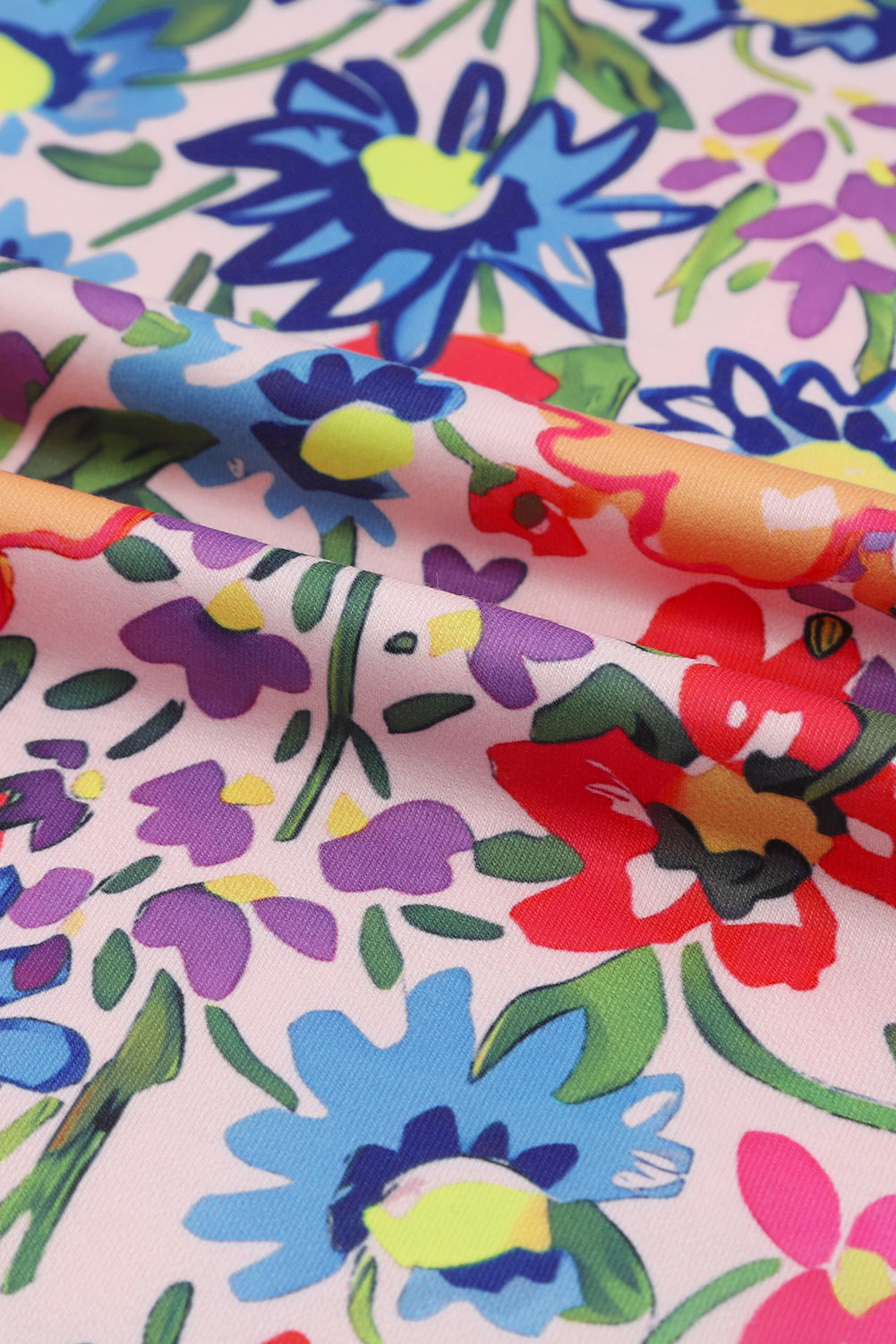 Multicolor Floral Print Smocked Cuffs Long Sleeve Blouse