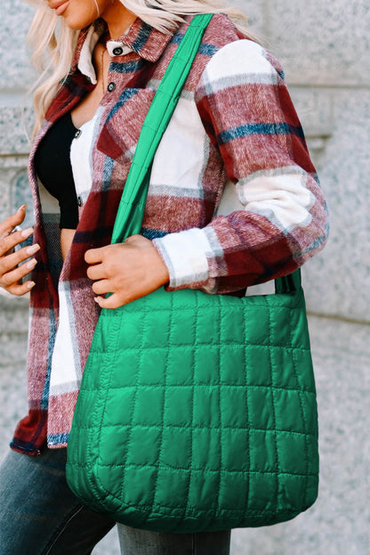 Casual Quilted Zipper Large Shoulder Bag