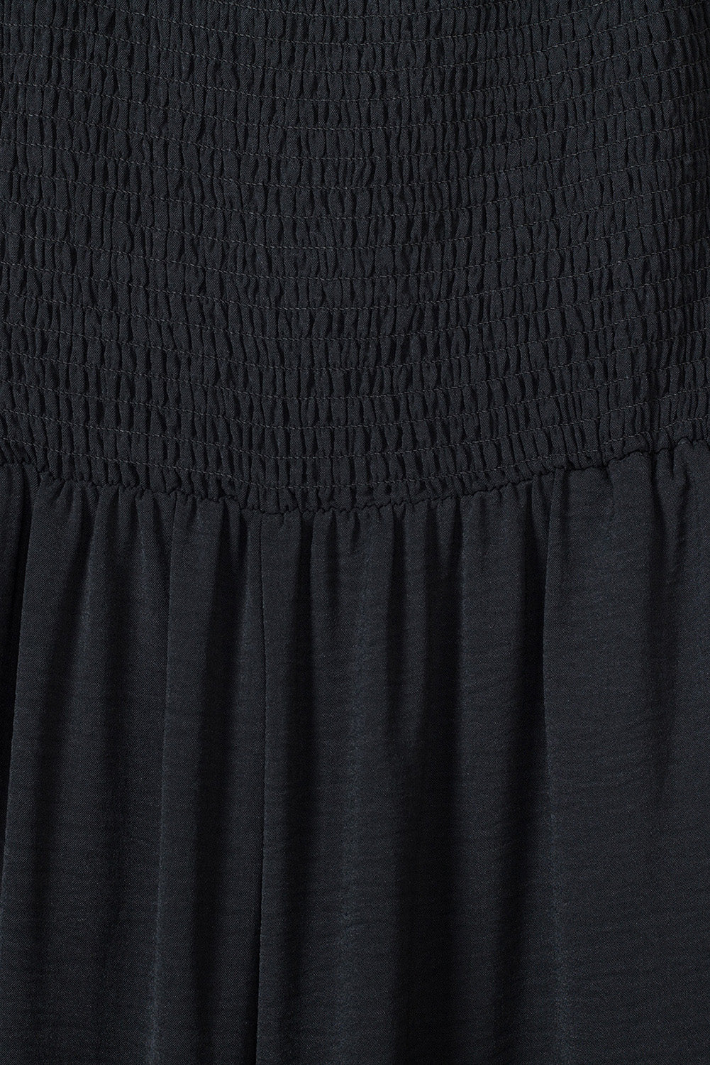 Black Casual Smocked Sleeveless Wide Leg Jumpsuit With Pockets