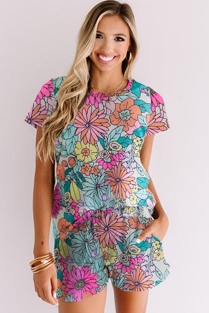Multicolor Floral Print Casual Halter Top