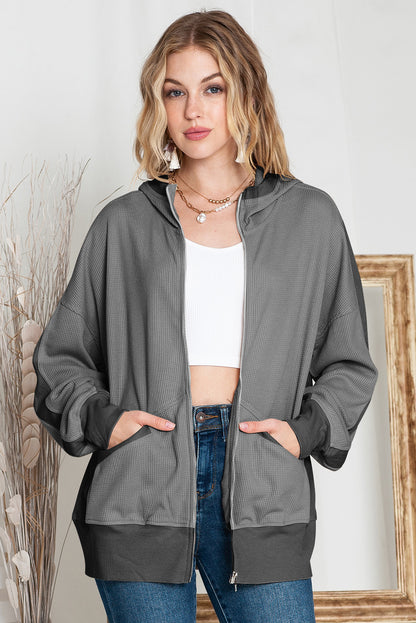 Thermal Zip Up Waffle Hoodie Jacket