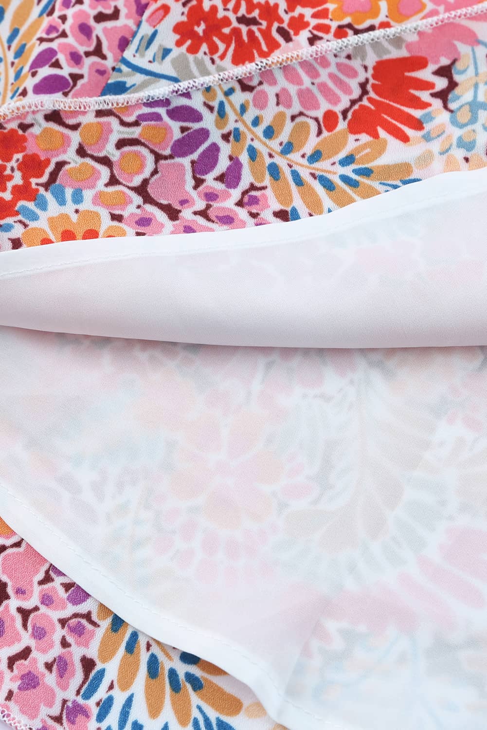 Multicolor Floral Print Smocked Cuffs Long Sleeve Blouse