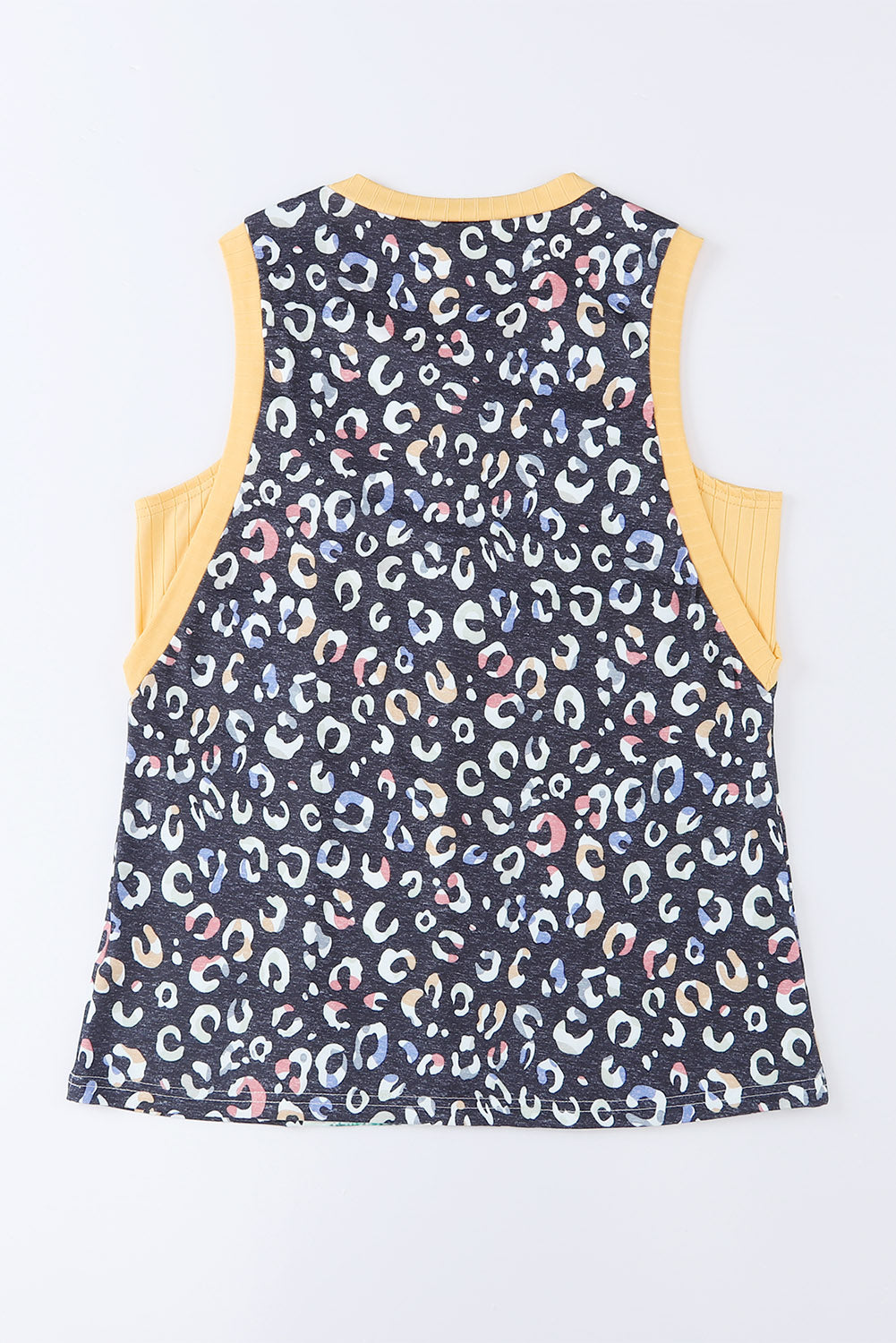 Multicolor Color Block Exposed Seam Casual V Neck Tank Top