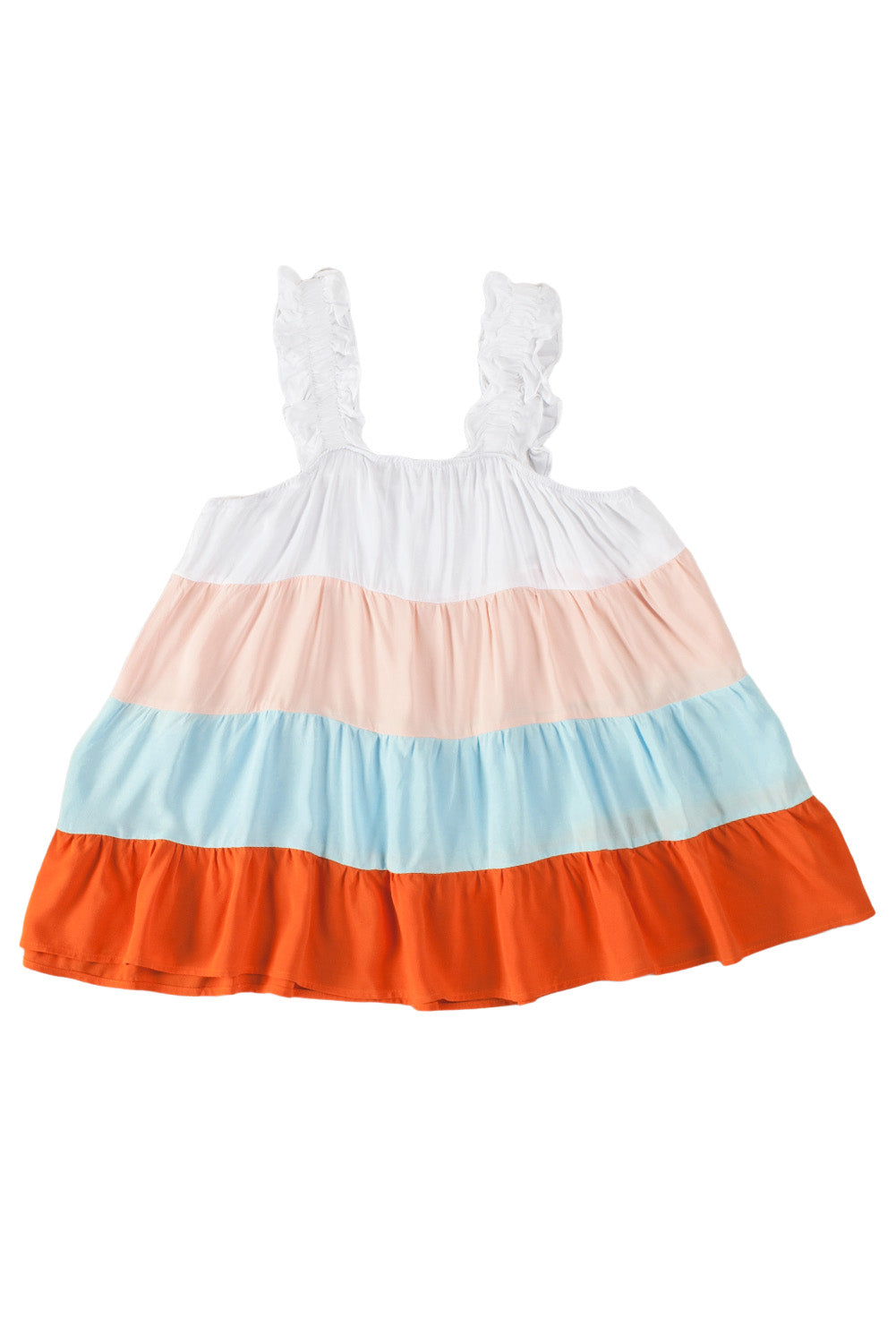 Multicolor Frill Tiered Colorblock Casual A-line Dress