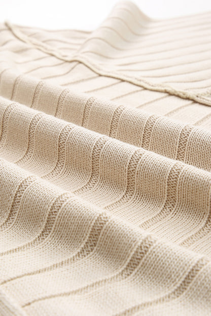 Brown Ribbed Knit Exposed Seam Dolman Sweater