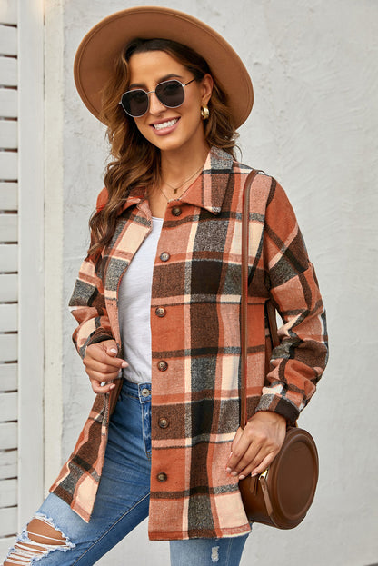 Plaid Button Up Long Sleeve Flannel Shacket