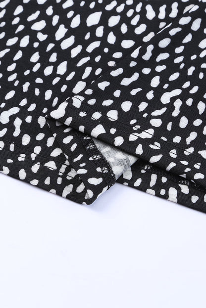 Khaki Leopard 3/4 Ruffle Sleeve Frill Neck Blouse