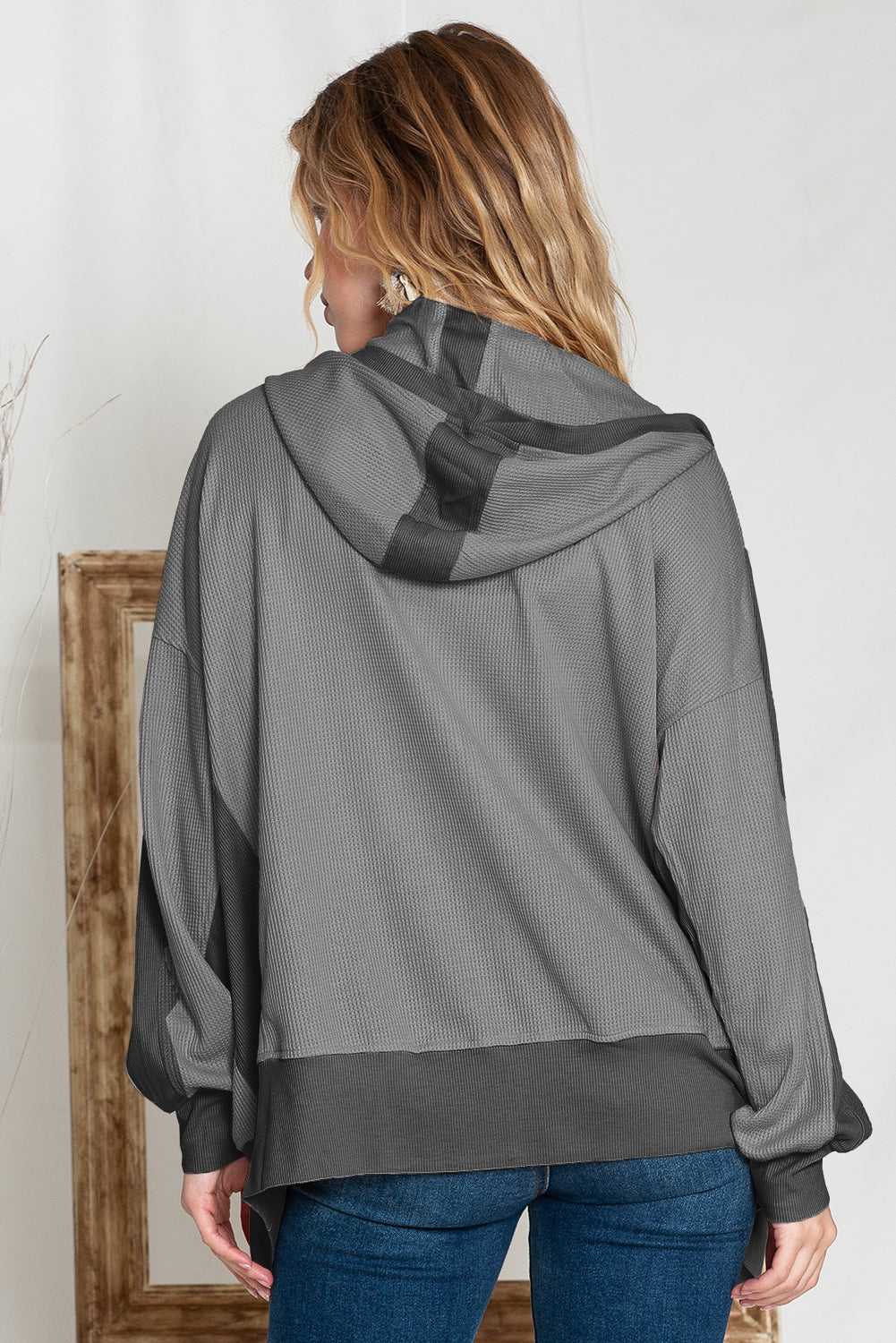 Thermal Zip Up Waffle Hoodie Jacket