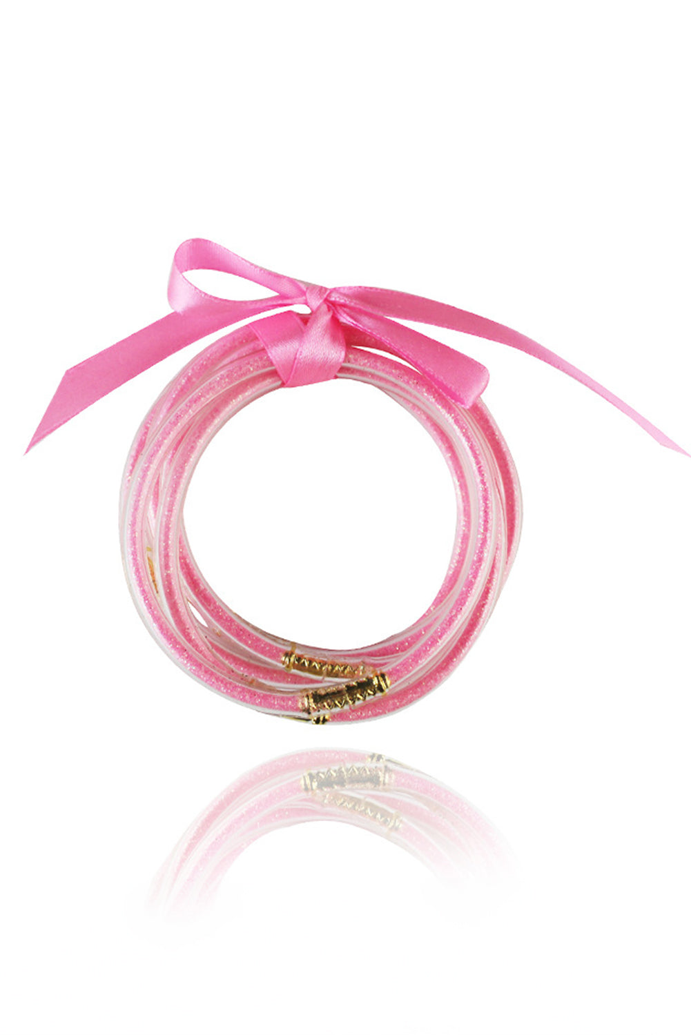Glitter Mardi Gras Bowknot Layered Jelly Bracelet