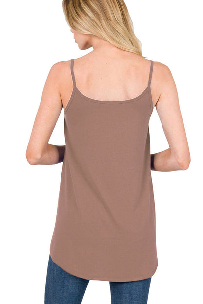 Clay Spaghetti Strap V-Neck Flowy Tunic Cami Top