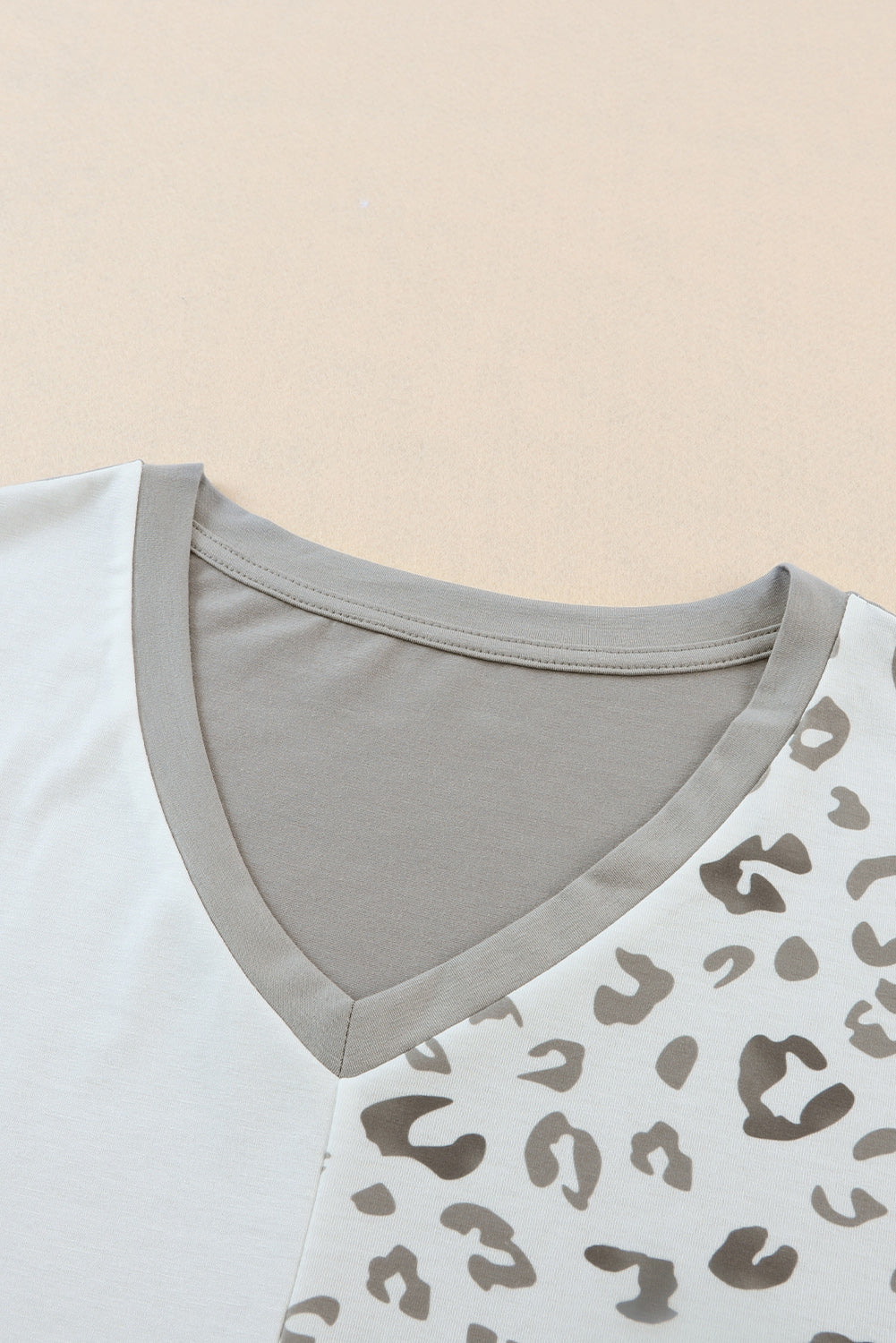 Leopard Patchwork Short Sleeve Plus Size Top