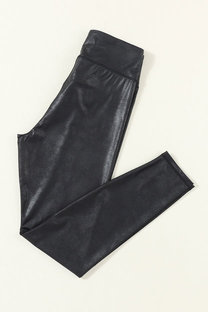 Dip Waist Sleek Leather Leggings