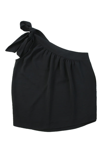 Casual Sleeveless One Shoulder Silk Top