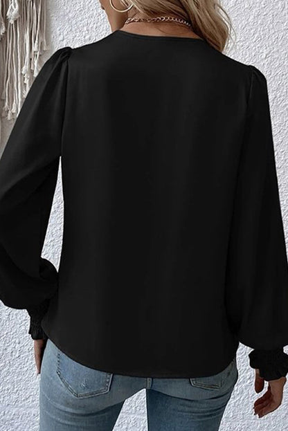 Drape V Neck Long Sleeve Blouse for Women
