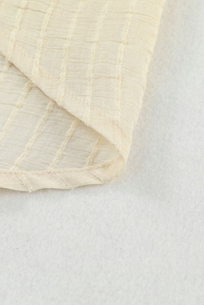 Brown Lantern Sleeve Tassel Drawstring Tie Blouse