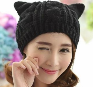Kitty Cat Ears Knitt Cap / Beanie for Winter