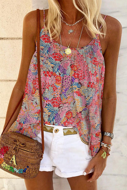 Multicolor Floral Print Smocked Cuffs Long Sleeve Blouse