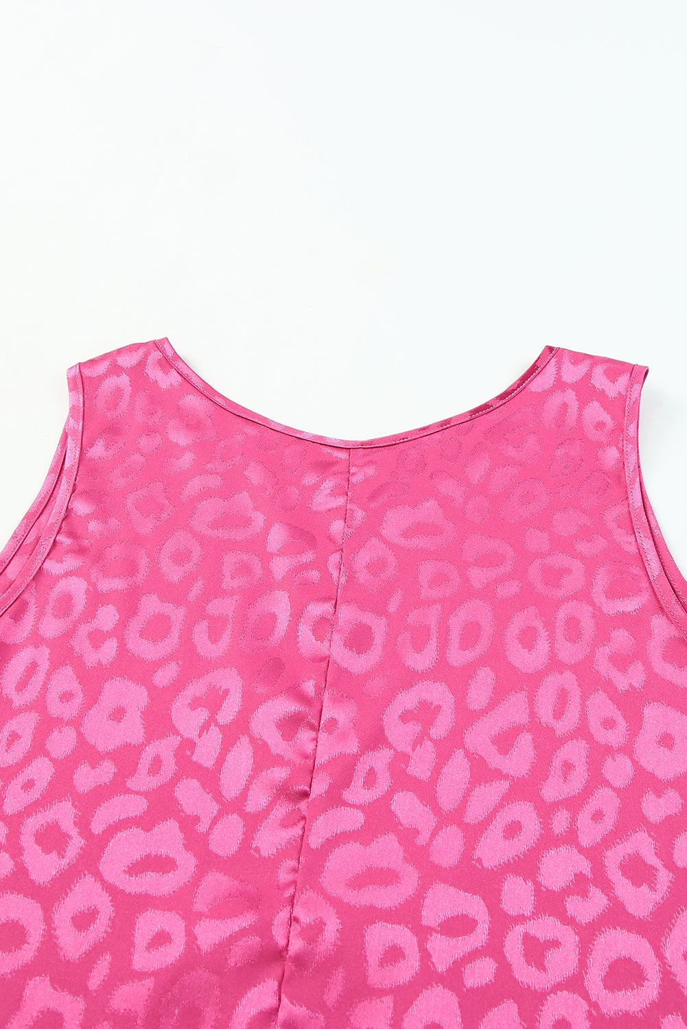 Rosy Satin Jacquard Sleeveless A-Line Leopard Print Dress