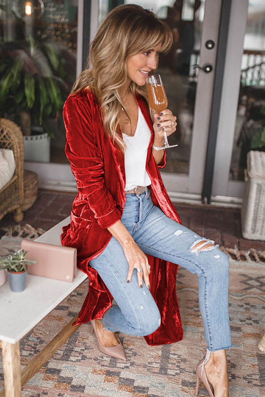 Pocketed Open Front Long Cardigan