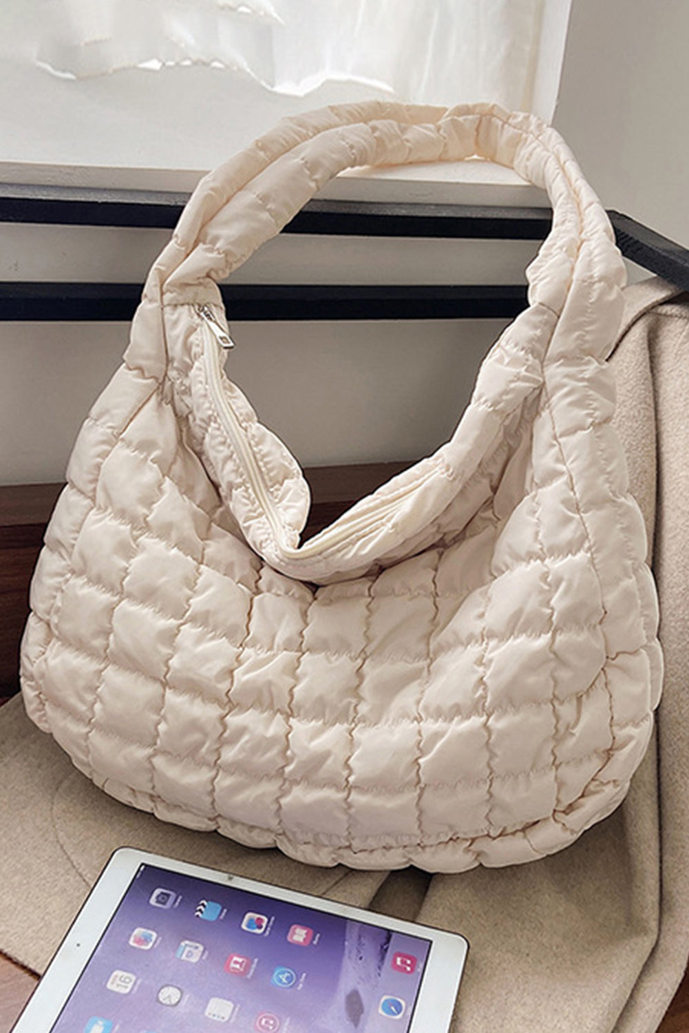 Casual Quilted Zipper Large Shoulder Bag