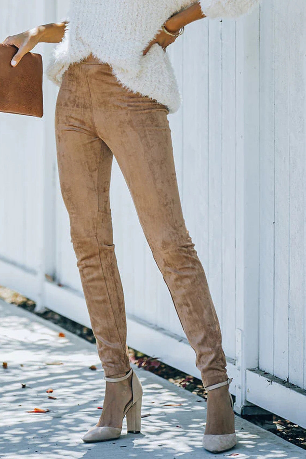 Jungle Mid Rise Faux Suede Skinny Leggings