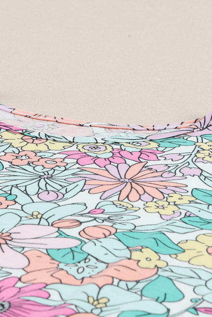 Multicolor Floral Print Casual Halter Top