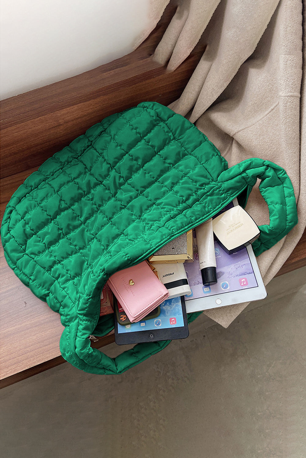 Casual Quilted Zipper Large Shoulder Bag