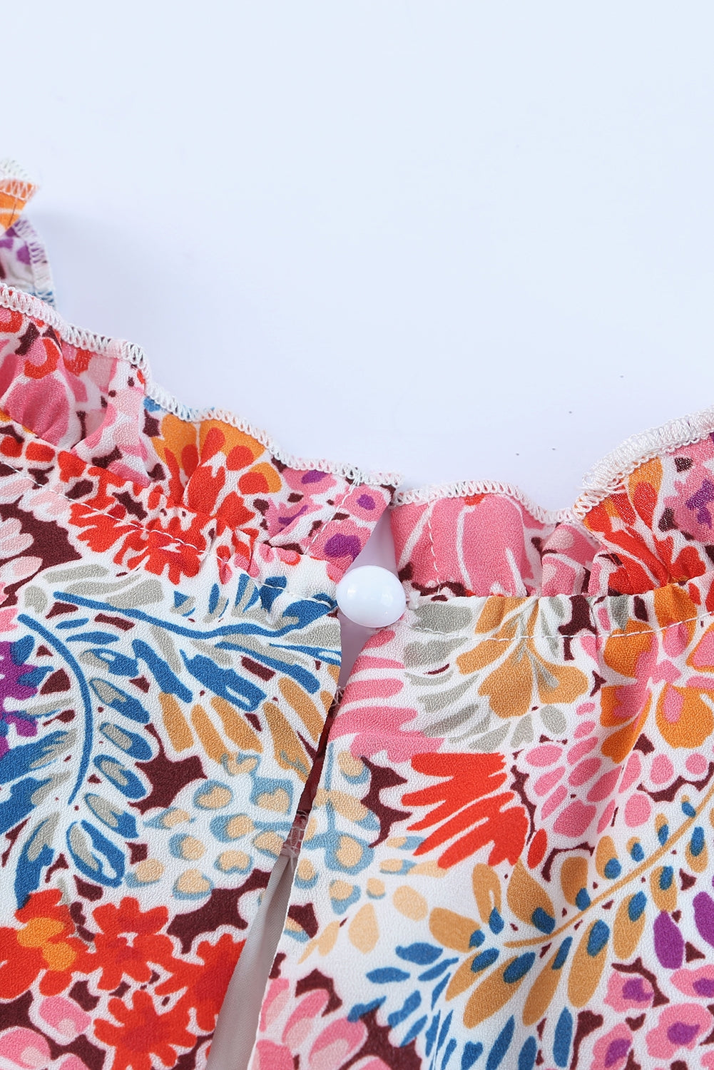 Multicolor Floral Print Smocked Cuffs Long Sleeve Blouse