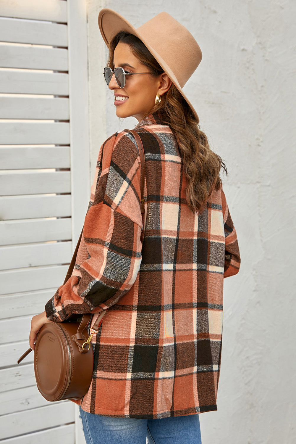 Plaid Button Up Long Sleeve Flannel Shacket