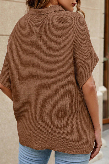 Mock Neck Short Batwing Sleeve Sweater