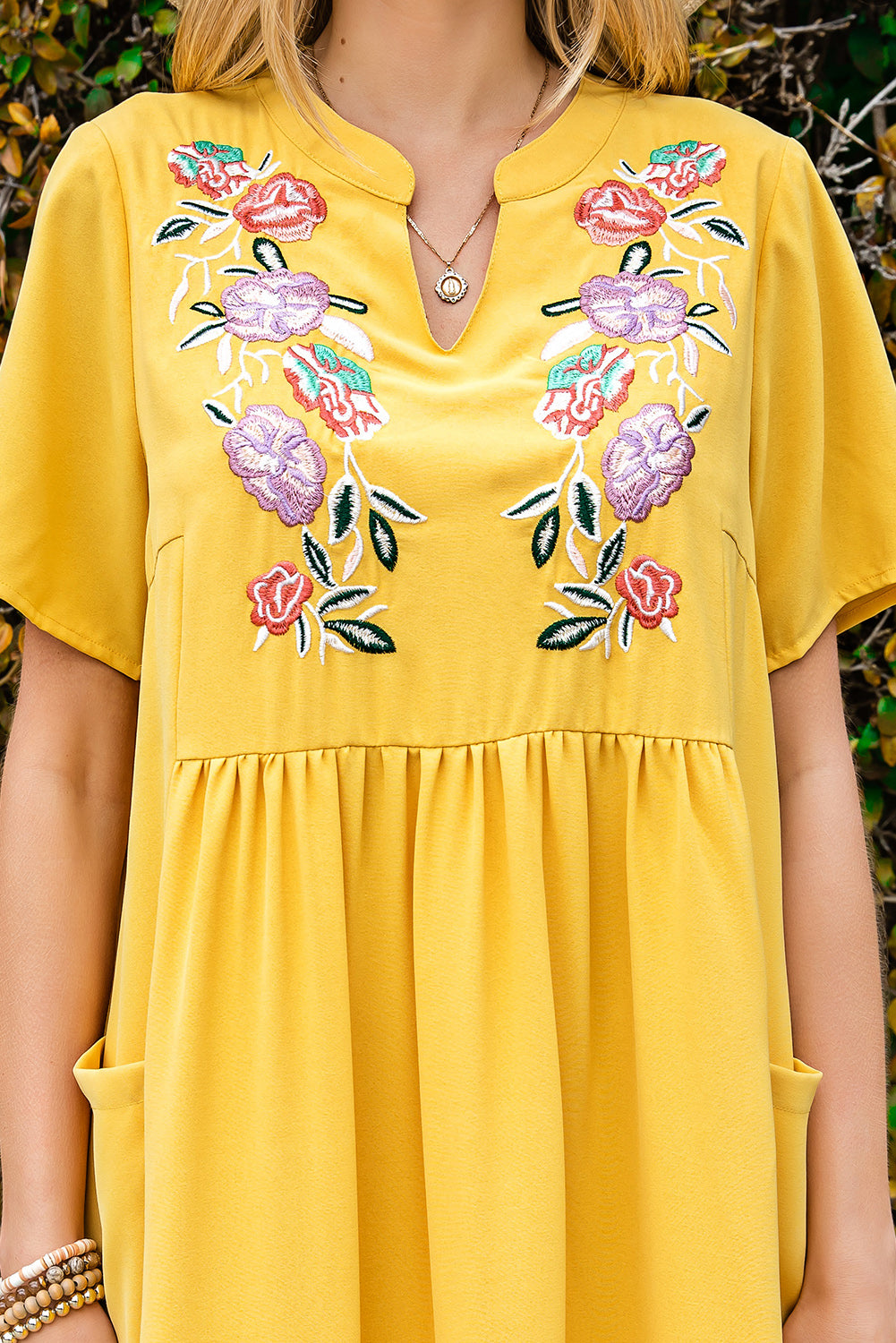 Floral Embroidered Boho Ruffle Puff Sleeve Blouse